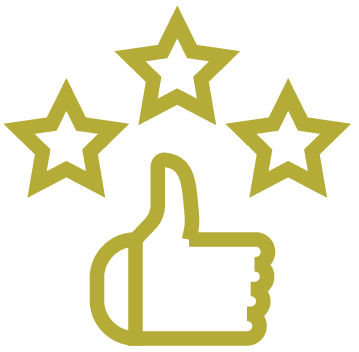 Imagen de una mano pulgar arriba y 3 estrellas